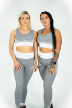 Load image into Gallery viewer, ENHANCED WHITE &amp; GREY SPORTS BRA
